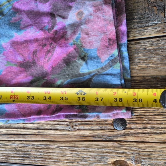 BOHO Me & Gee Linen Blue Floral Wide-Leg Pants with Pockets SZ M Made in Italy - Picture 16 of 16